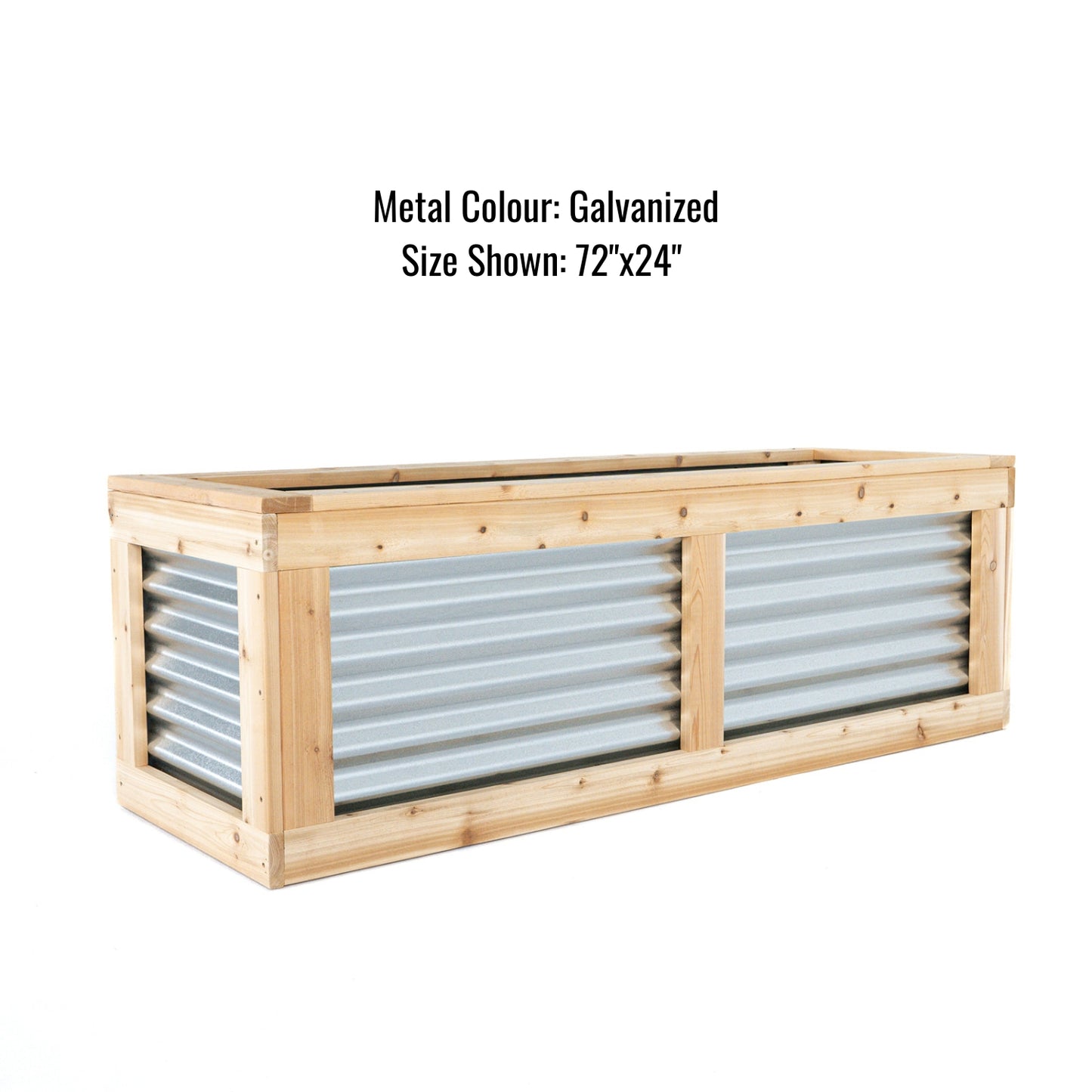 24" x 24" Cedar and Metal Raised Garden Box | 24" Tall