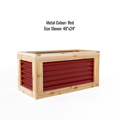 72" x 24"  Cedar and Metal Raised Garden Box | 24" Tall