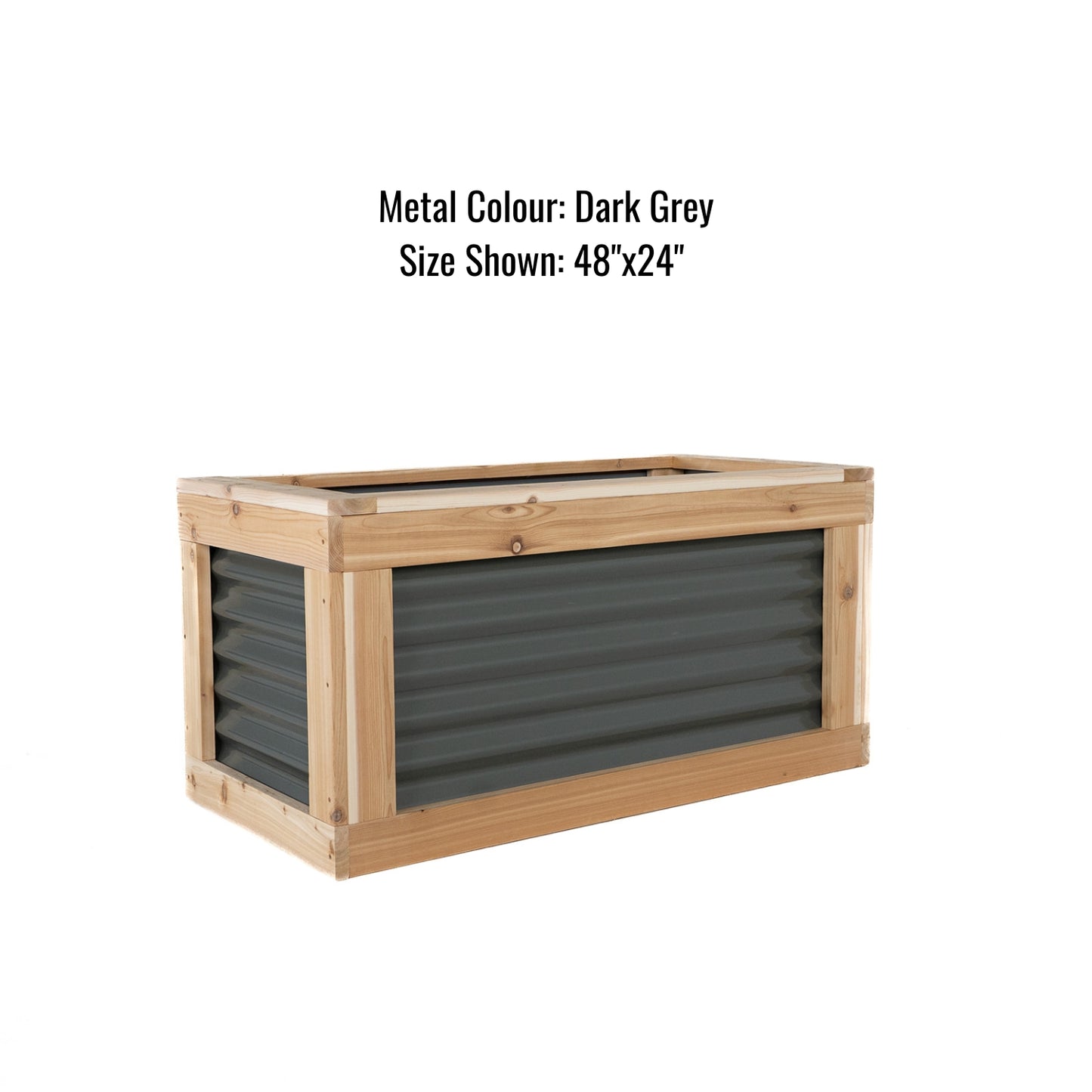 24" x 24" Cedar and Metal Raised Garden Box | 24" Tall
