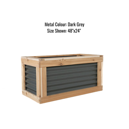 24" x 24" Cedar and Metal Raised Garden Box | 24" Tall