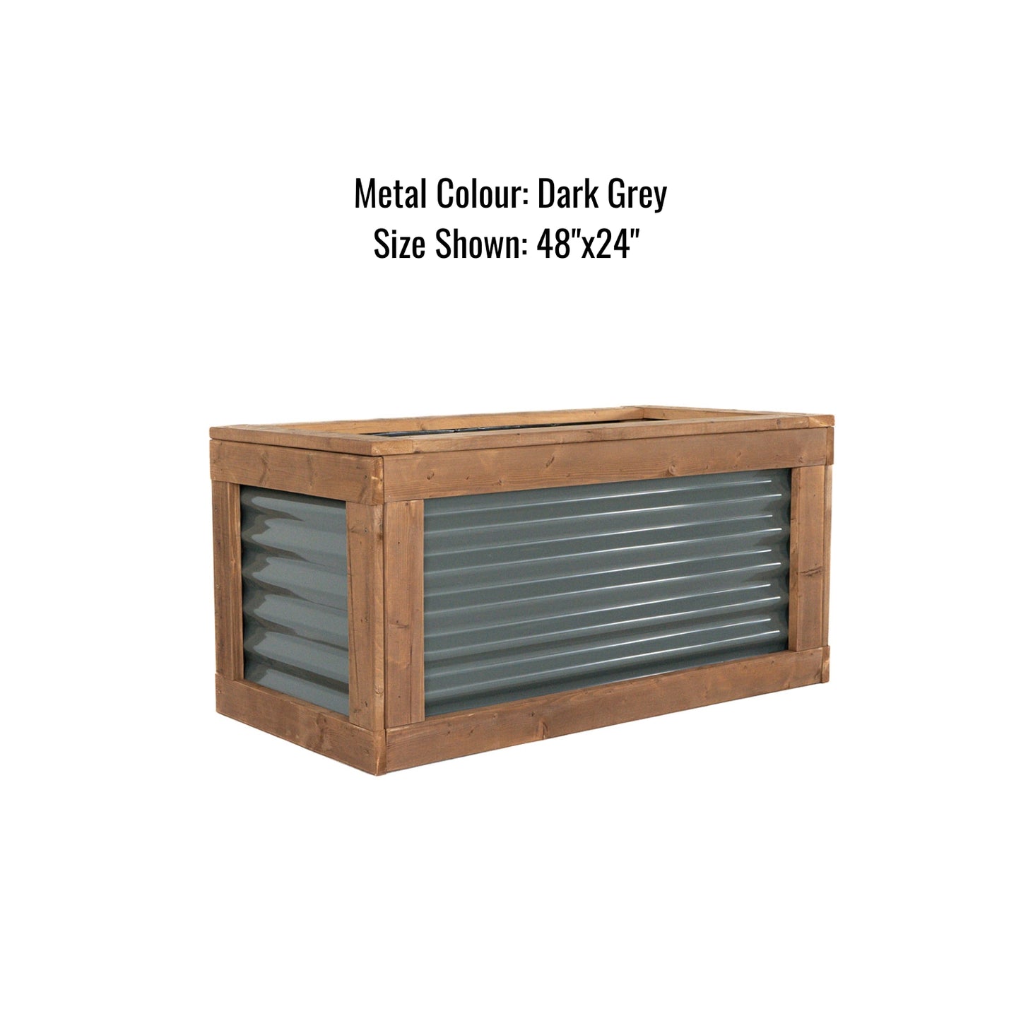 24" x 24"  Sienna Brown and Metal Raised Garden Box | 18" Tall