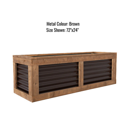 24" x 24"  Sienna Brown and Metal Raised Garden Box | 18" Tall