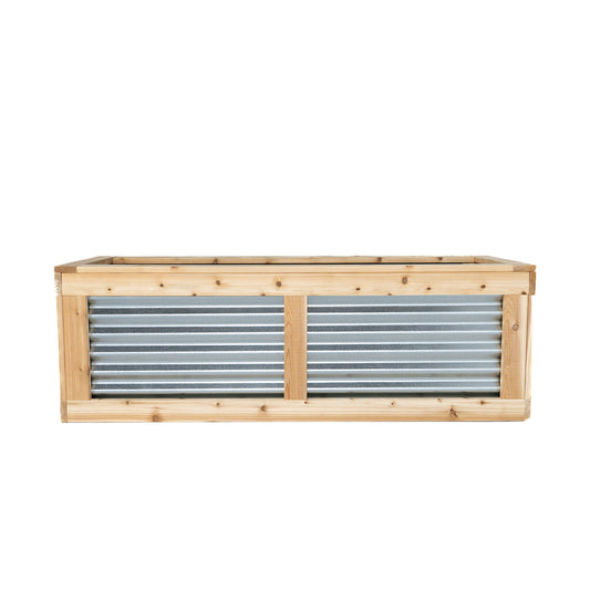 72" x 24"  Cedar and Metal Raised Garden Box | 24" Tall
