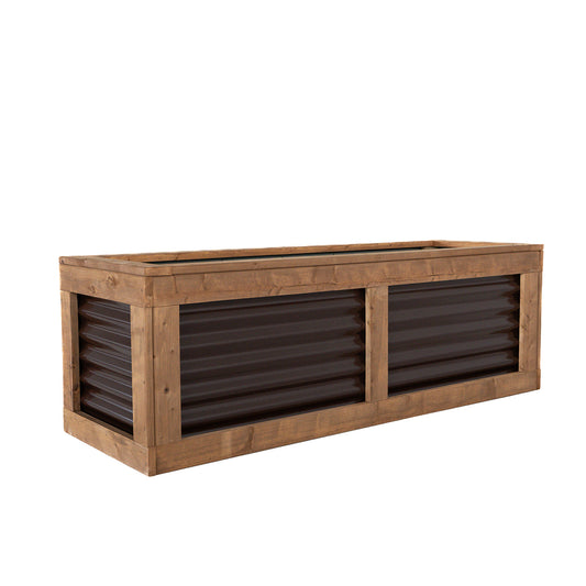 72" x 24"  Sienna Brown and Metal Raised Garden Box | 24" Tall