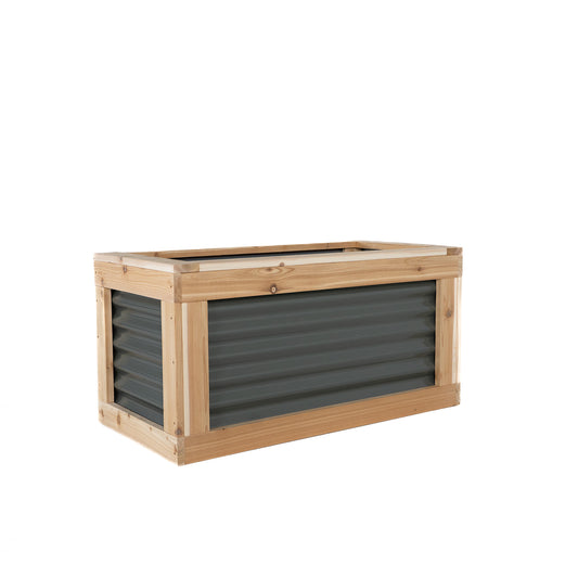 48" x 24" Cedar and Metal Raised Garden Box | 24" Tall