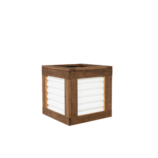 24" x 24"  Sienna Brown and Metal Raised Garden Box | 24" Tall