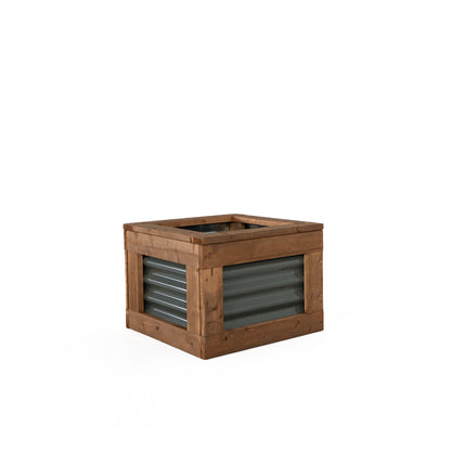 24" x 24"  Sienna Brown and Metal Raised Garden Box | 18" Tall