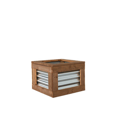 24" x 24"  Sienna Brown and Metal Raised Garden Box | 18" Tall