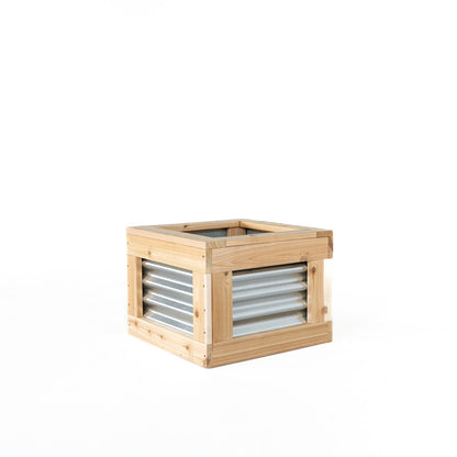 24" x 24" Cedar and Metal Raised Garden Box | 18" Tall